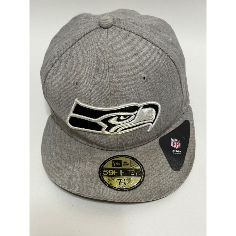 New Era 59FIFTY Seattle Seahawks NFL Fitted Hat Gray 7 1/8 Heathered Flat Brim